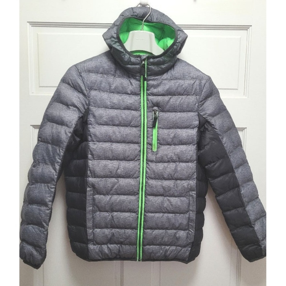 Zeroxposur Boy's Lightweight Puffer Jacket - Gray/Black/Lime Green - L 14/16